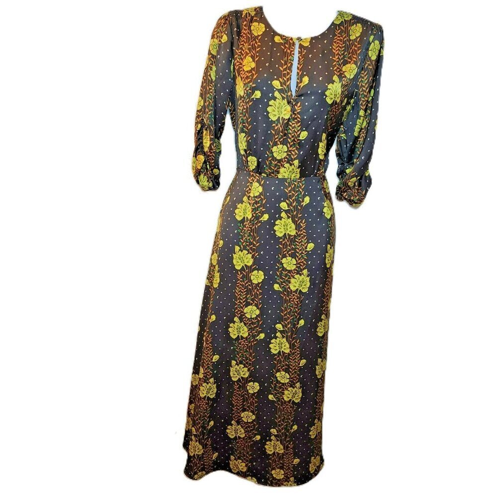 Floral Black and Yellow Women's Dress - Picture 11 of 11